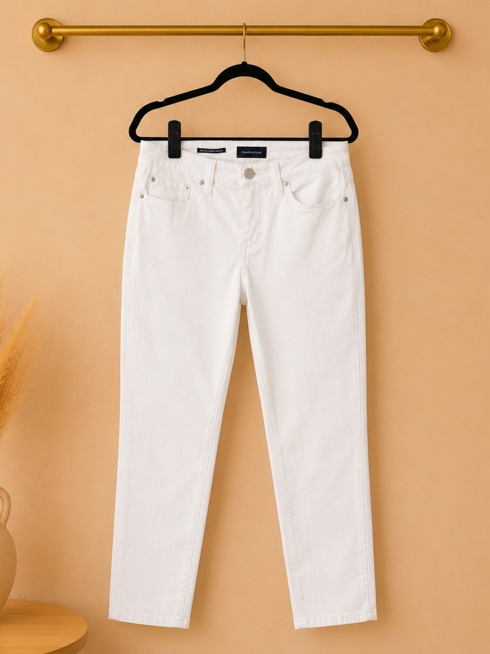 Charter Club Straight-Leg White Jeans